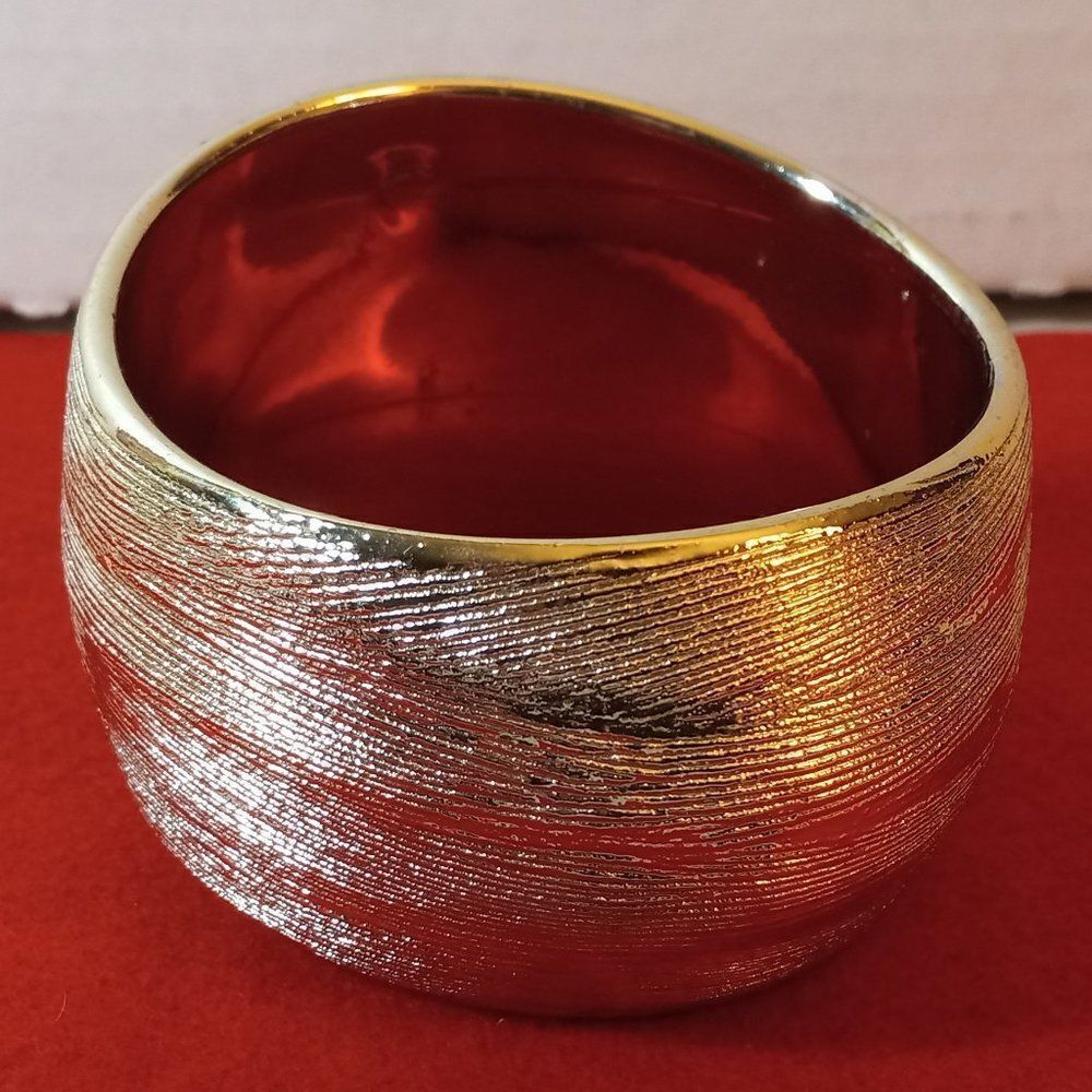 Silver tone metal Asymmetrical Cuff Bracelet Granny Chic Cottagecore